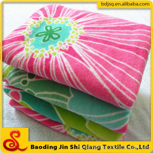 Wholesale Cotton Velvet Flower Printing Beach Towel, Velvet Printed Beach Towel